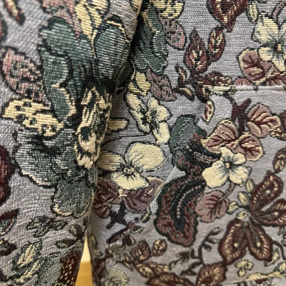 Zara Men's Floral Jacket - Blue and Cream - Picture 7 of 13